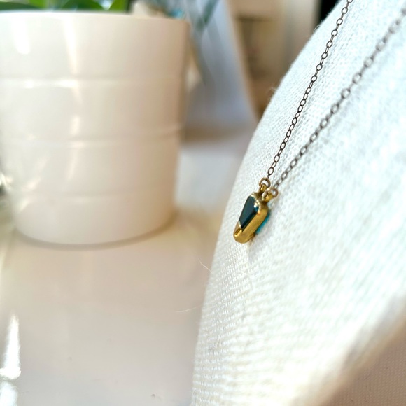 Beautiful Gold Dipped Triangle Necklace - Picture 2 of 3